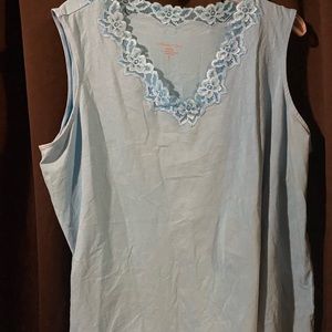 Blue V-neck lace trim Coldwater creek tank top